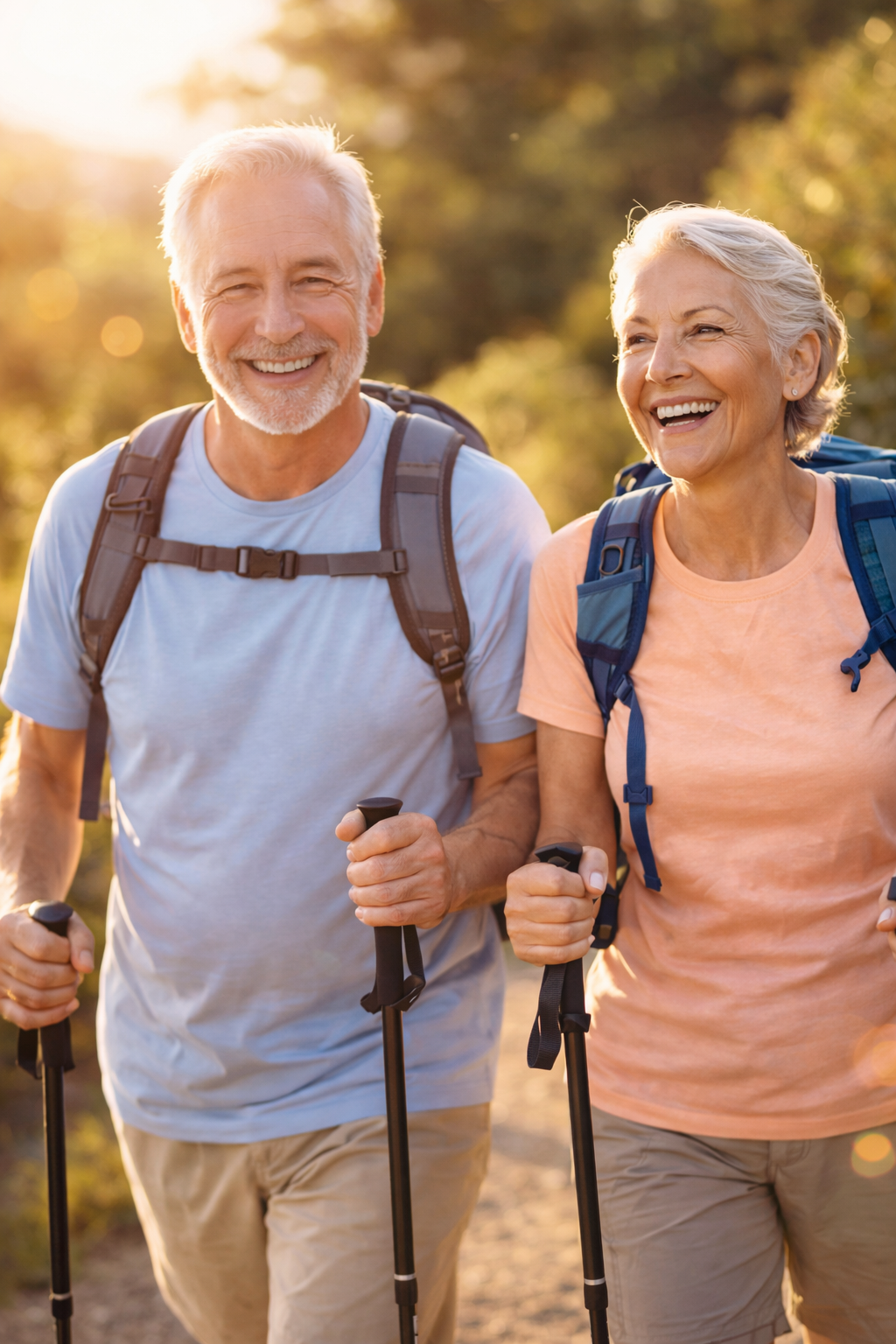 Active seniors hiking